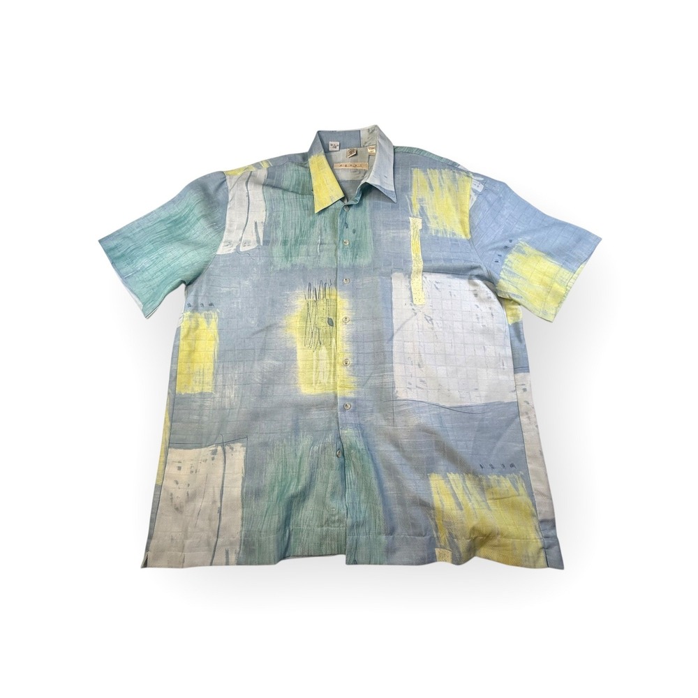 HAUPT German Abstract Print Short Sleeve‎ Button Down Shirt Men's 44-XL